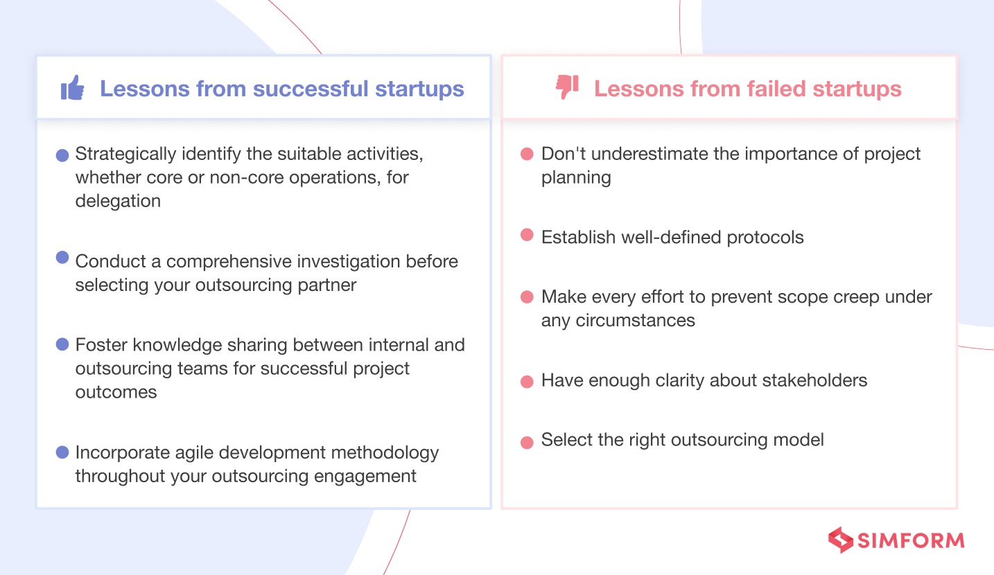 Outsourcing Lessons Learned from Successful and Failed startups