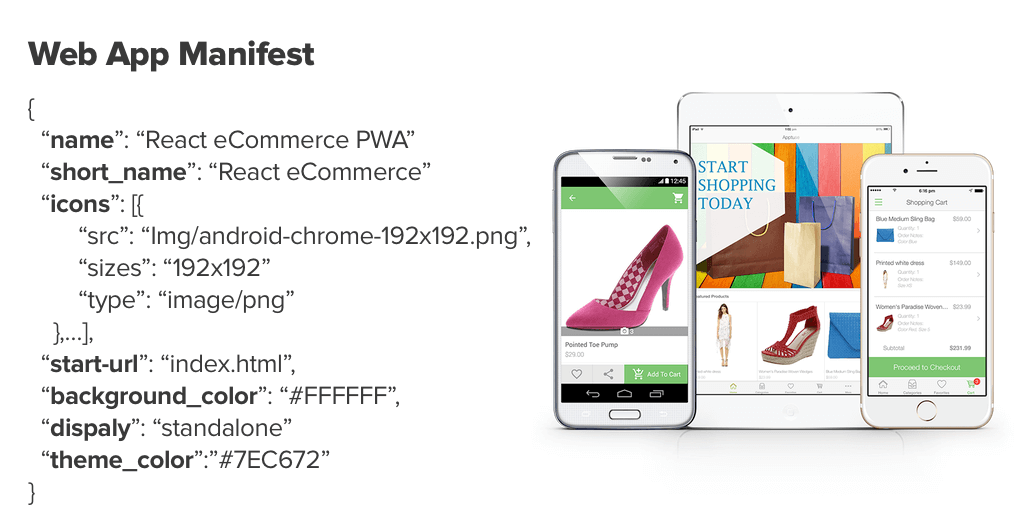 Web app manifest ecommerce PWA