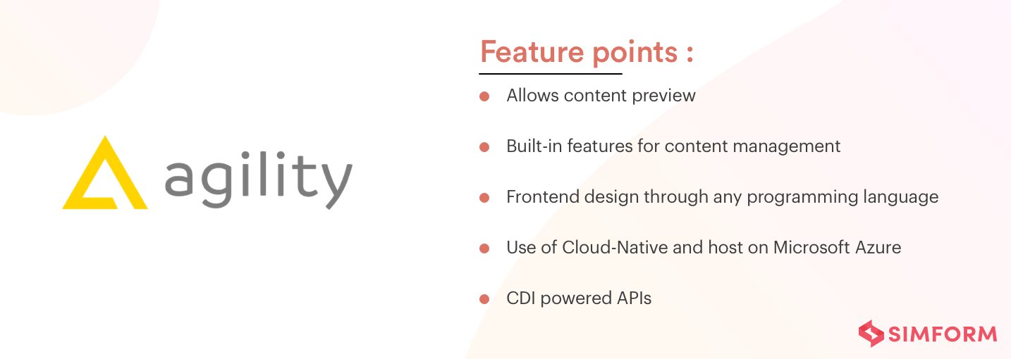 Features of Agility CMS as a headless CMS