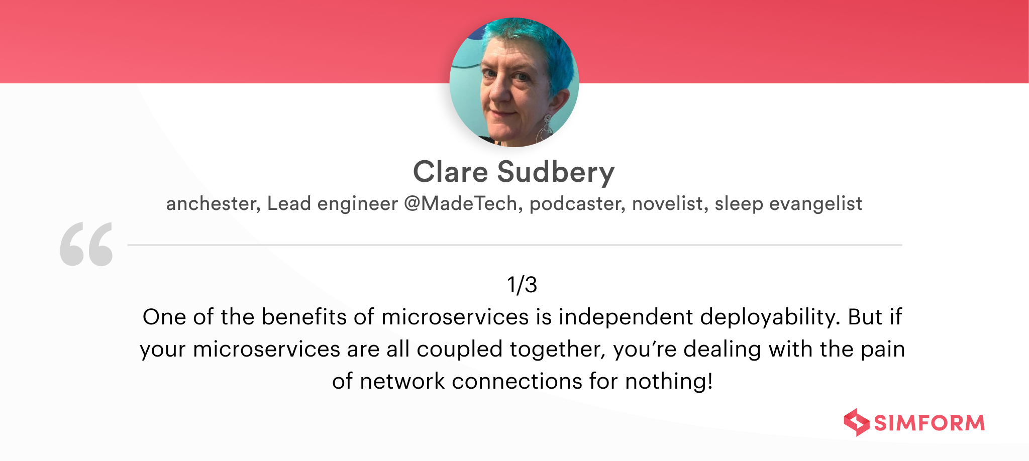 Clare Sudbery microservices design principles deployability