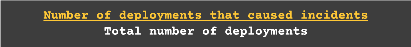 Failure rate - No. of deployments that caused incidents/total number of deployments