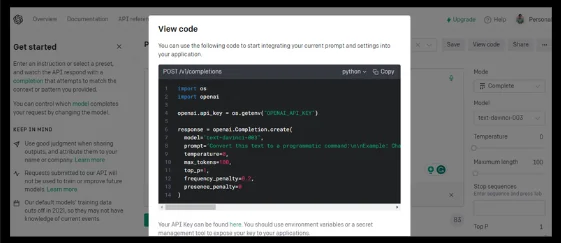 Generative AI code generation example