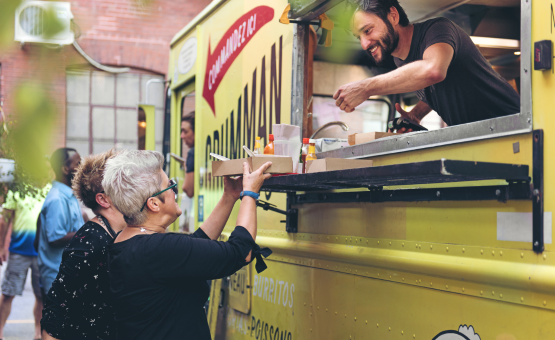 Food truck spaces stock image